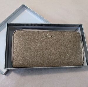 Kate Spade Rose Gold Glitter Wallet NWT